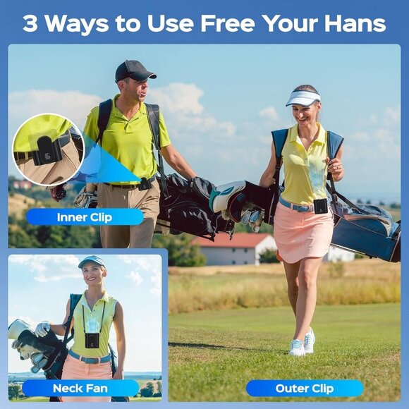 10000PRM Portable Waist Clip Fan, up to 20Hrs Mini Personal Rechargeable, Belt F - Picture 7 of 8